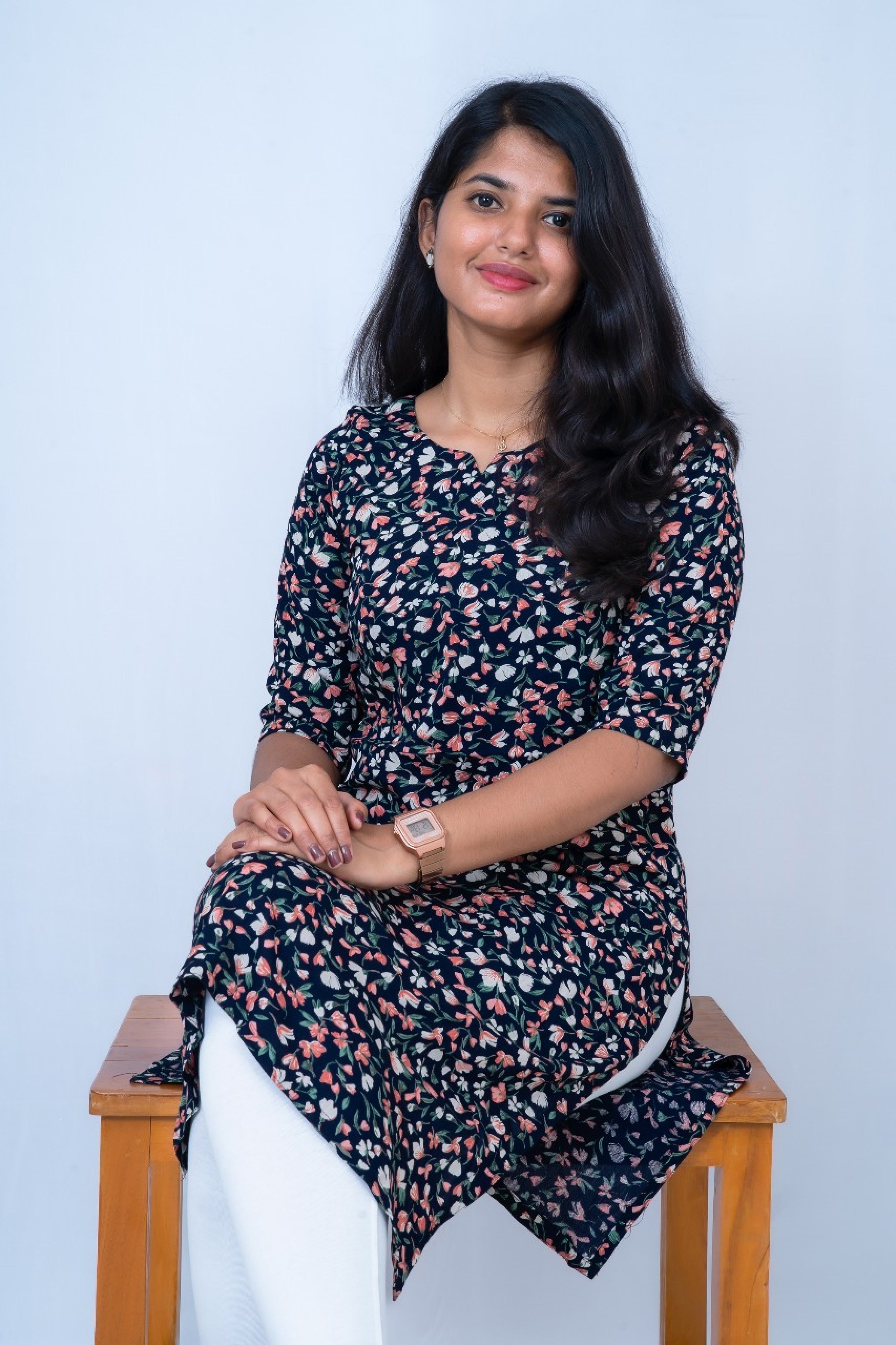 Image of Navy Ditsy Print Churidhar